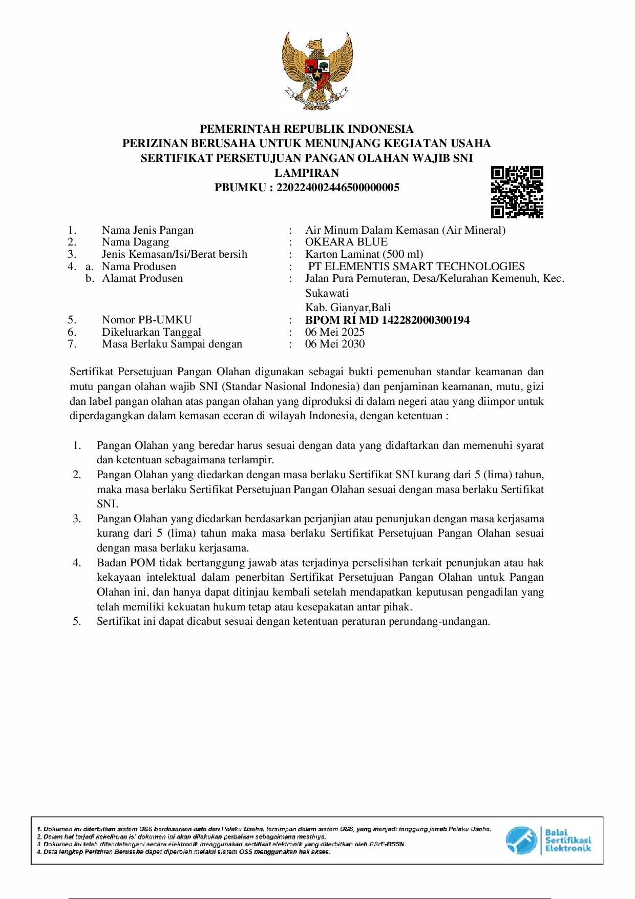 BPOM OKEARA Blue 500ml